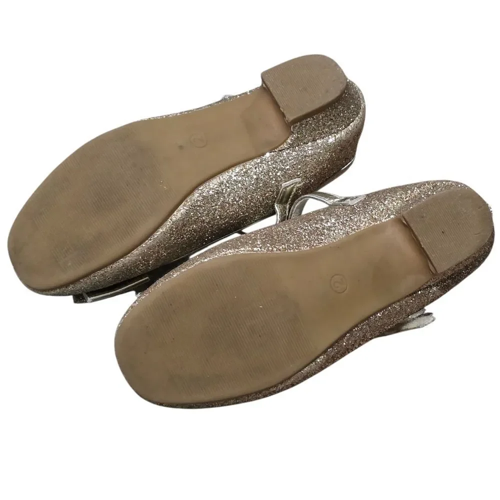 Stelle Glittery Gold Dress Shoes With Bow
